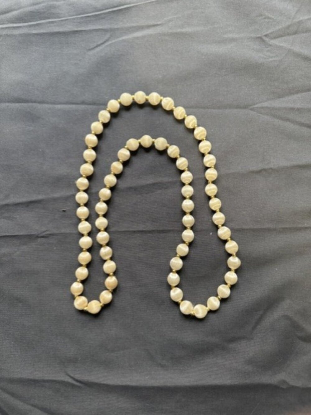 Vintage Shiny Yellow and Gold Threaded Beaded Necklace 15"